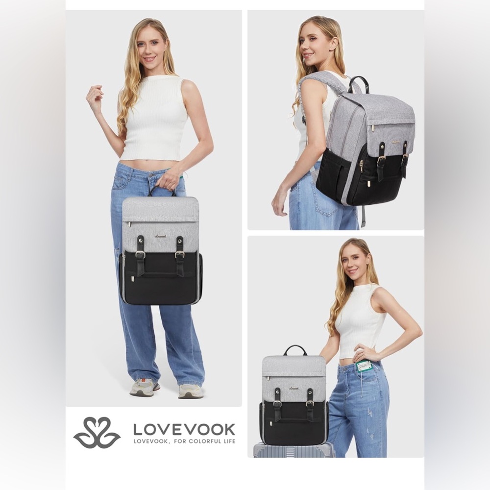 LOVEVOOK Travel Laptop Backpack • Anti-Theft • Waterproof • Carry-On Approved - Picture 6 of 8